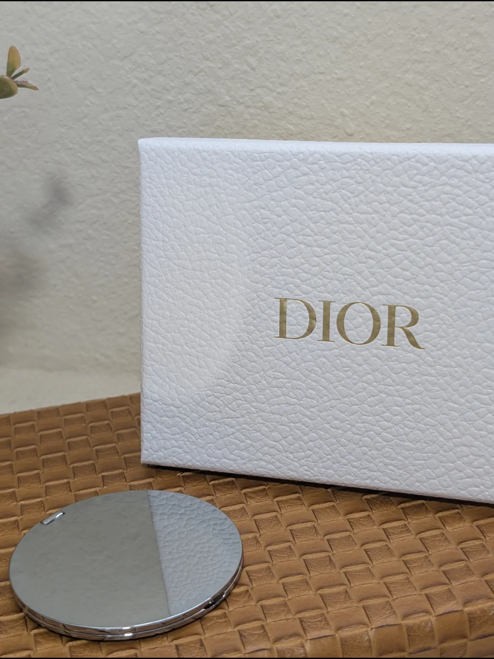Dior Silver Cannage Pocket Mirror & Mini Rouge Dior Lipstick GWP